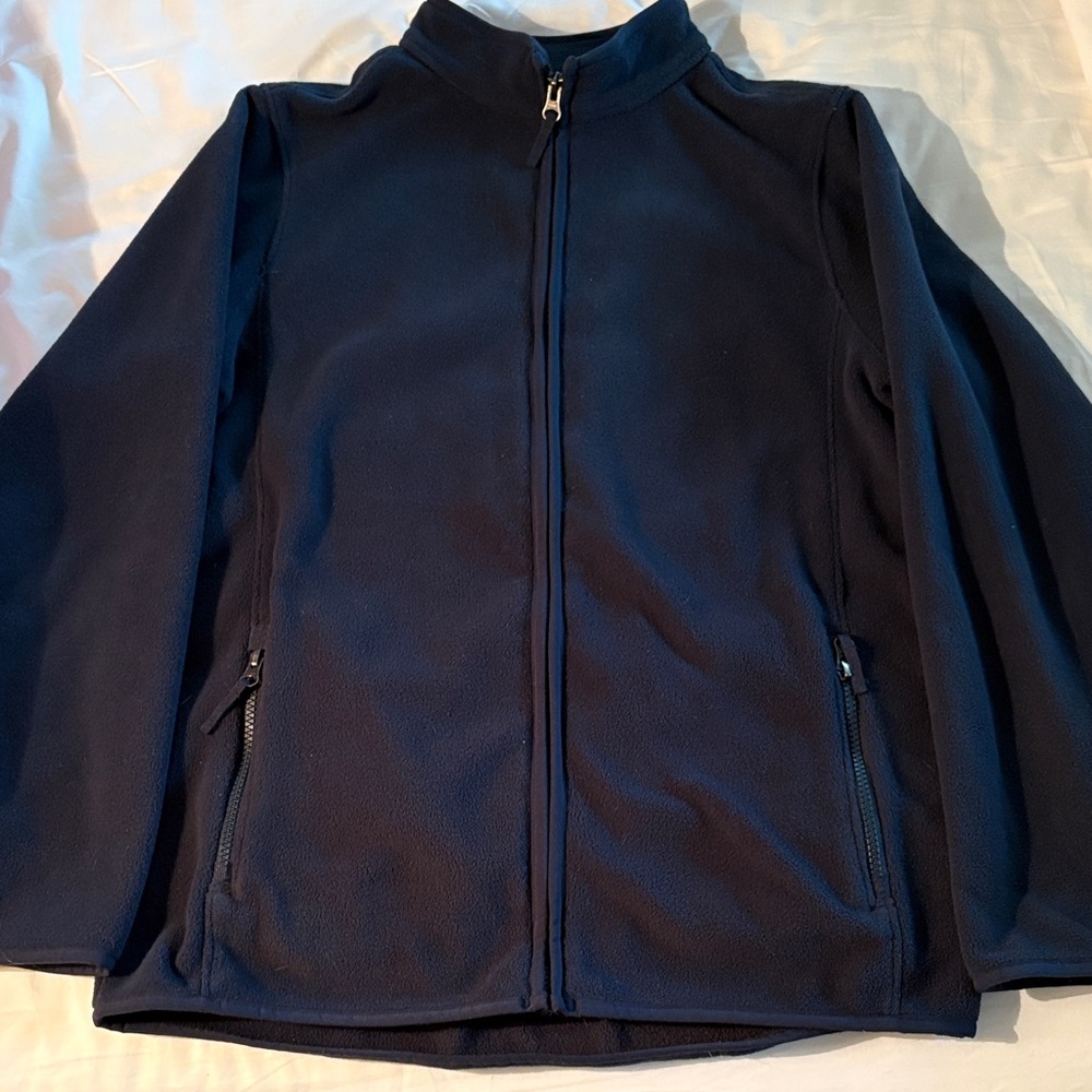 Lands End Boys Large or Women Small Navy Full-Zip Fleece Jacket